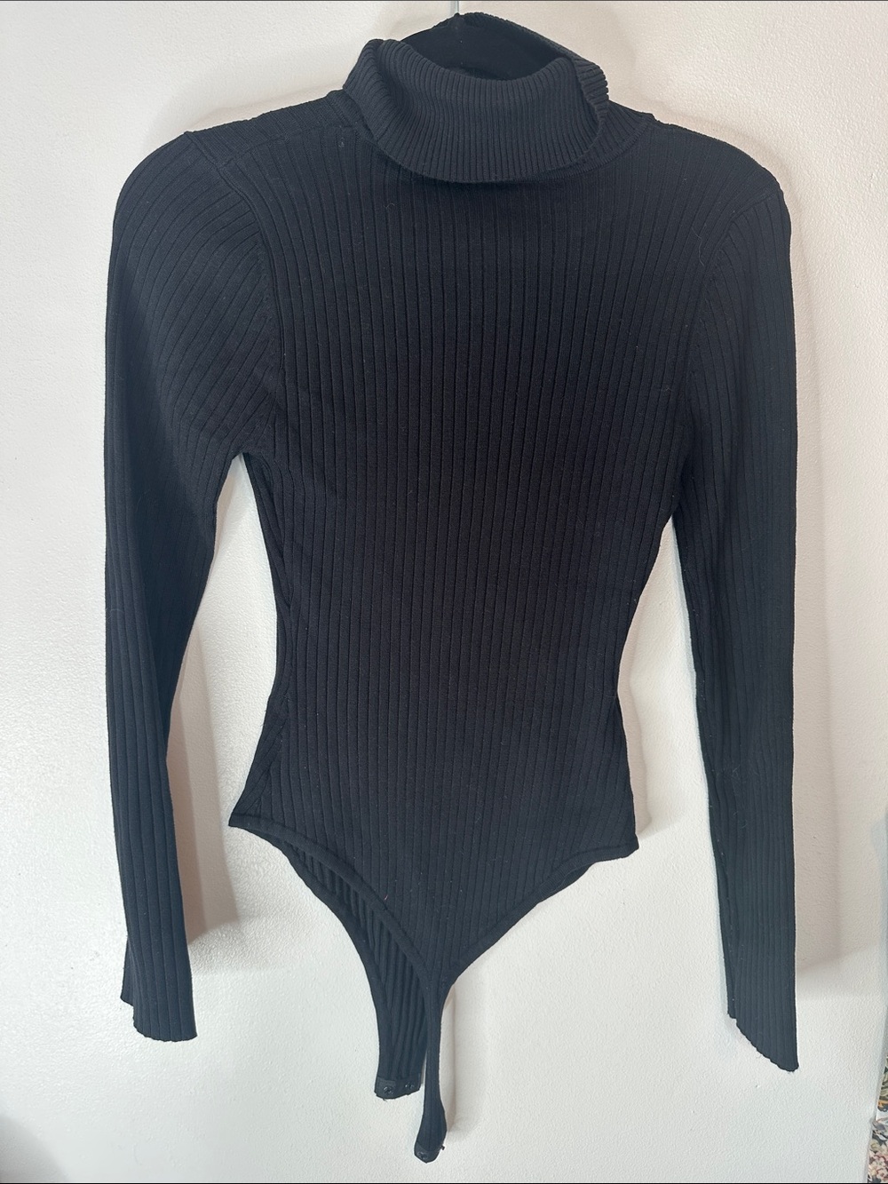 Black Ribbed Turtleneck Bodysuit - Women's Long Sleeve